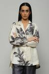 Shop_Abraham & Thakore_Beige Tussar Silk Stone Embellished Shirt_Online_at_Aza_Fashions