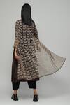 Shop_Abraham And Thakore_Brown Silk Organza Thread Work V Neck Butterfly Embroidered Jacket_at_Aza_Fashions