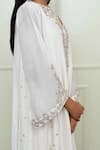 Shop_Sheetal Batra_White Silk Chanderi Embroidery Notched Choga Kurta Set _Online_at_Aza_Fashions