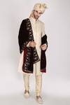 Buy_Manish Nagdeo_Beige Art Silk Sequin Embroidered Sherwani Set_at_Aza_Fashions
