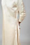 Buy_Paarsh_Gold Kurta Linen Satin Pajama Pant Malai Cotton Asymmetric Set _Online_at_Aza_Fashions