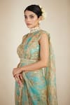 Buy Astha Narang Blue Organza, Crepe Floral Print Saree Set Online at Aza Fashions Buy_Astha Narang_Blue Organza, Crepe Floral Print Saree Set _Online_at_Aza_Fashions