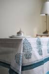 Shop_Inheritance India_Blue Cotton Hand Block Print Paisley Table Cover_at_Aza_Fashions