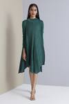 Buy_Scarlet Sage_Green Polyester Zuri Pleated Dress_Online_at_Aza_Fashions