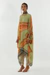 Buy_Aseem Kapoor_Green Ritu Printed Kaftan Tunic And Trouser Set_Online_at_Aza_Fashions