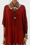 Buy_Aseem Kapoor_Maroon Natural Crepe Embroidery Zari Spread Collar Mandala Shirt  _Online_at_Aza_Fashions