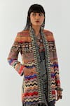 Aseem Kapoor_Multi Color Mushroom Twill Zari Marodi Resham Thread Dhana Chevron Print Jacket _Online_at_Aza_Fashions