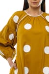 Shop_Khat_Yellow Round Neck Polka Dot Dress Pant Co-ord Set 