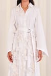 Shop_AK-OK_White Cotton Embroidery Collared Floral Applique Shirt Dress _Online_at_Aza_Fashions