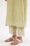 Buy_KORA_Green Kurta  Silk Chanderi Embroidered Dori Round Straight Set  _Online_at_Aza_Fashions