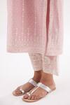 Shop_Kora_Pink Cotton, Chanderi Sequins, Hand Block Print Straight Kurta Pant Set _Online_at_Aza_Fashions