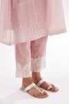 Shop Kora Pink , Satin, Chanderi Hand Block Print A-line Short Kurta Set Online at Aza Fashions Shop_Kora_Pink , Satin, Chanderi Hand Block Print A-line Short Kurta Set _Online_at_Aza_Fashions