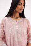 Shop_Kora_Pink Cotton, Chanderi Sequins, Diamonds, Embroidery Short Kalidar Kurta Set _Online_at_Aza_Fashions