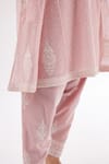Kora_Pink Cotton, Chanderi Sequins, Diamonds, Embroidery Short Kalidar Kurta Set _at_Aza_Fashions