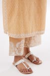 Shop Kora Peach Cotton, Chanderi Sequins, Lace, Embroidery Round Neck Straight Kurta Set Online at Aza Fashions Shop_Kora_Peach Cotton, Chanderi Sequins, Lace, Embroidery Round Neck Straight Kurta Set _Online_at_Aza_Fashions