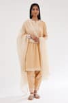 Kora Peach Cotton, Chanderi Sequins, Diamonds, Embroidery Printed Kalidar Kurta Set at Aza Fashions Kora_Peach Cotton, Chanderi Sequins, Diamonds, Embroidery Printed Kalidar Kurta Set _at_Aza_Fashions