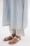 Kora_Blue Silk, Cotton, Chanderi Sequins, Embroidery Round Straight Kurta Pant Set _at_Aza_Fashions