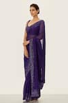 Buy_Nakul Sen_Purple Chiffon Sequin Embellished Saree With Blouse_Online_at_Aza_Fashions