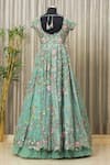 Shop_Anushree Reddy_Green Layered Anarkali Gown_at_Aza_Fashions