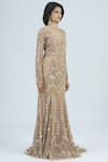 Shlok Design_Gold Net Embellished Gown_Online_at_Aza_Fashions