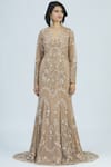 Shop_Shlok Design_Gold Net Embellished Gown_Online_at_Aza_Fashions