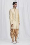 Samyukta Singhania_Beige Sherwani Banaras Silk Dhoti Dupion Embroidered And Pant Set _Online_at_Aza_Fashions