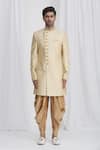 Buy_Samyukta Singhania_Beige Sherwani Banaras Silk Dhoti Dupion Embroidered And Pant Set _Online_at_Aza_Fashions