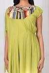 Naintara Bajaj_Yellow Crepe Asymmetrical Embroidered Dress_at_Aza_Fashions