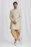 Buy_Samyukta Singhania_Green Sherwani Banaras Silk Dhoti Dupion Embroidered And Pant Set _at_Aza_Fashions