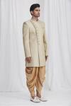 Samyukta Singhania_Green Sherwani Banaras Silk Dhoti Dupion Embroidered And Pant Set _Online_at_Aza_Fashions