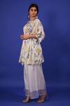 Buy_Rimi Nayak_White Modal, Satin Boat Neck Assorted Flower Print Kaftan Top _Online_at_Aza_Fashions