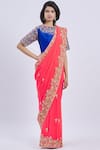 Surbhi Shah_Blue Embroidered Saree With Blouse_Online_at_Aza_Fashions