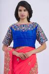 Buy_Surbhi Shah_Blue Embroidered Saree With Blouse_Online_at_Aza_Fashions