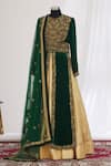 Buy_Nitika Gujral_Green Round Embroidered Kurta Lehenga Set  _at_Aza_Fashions