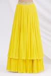 Shop_Aneesh Agarwaal_Yellow Chiffon Blouse Scoop Embroidered Jacket Lehenga Set _Online_at_Aza_Fashions