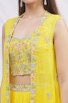 Aneesh Agarwaal_Yellow Chiffon Blouse Scoop Embroidered Jacket Lehenga Set _at_Aza_Fashions