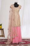 Buy_Nitika Gujral_Peach Round Embroidered Kurta And Palazzo Set  _at_Aza_Fashions