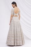 Shop_Aneesh Agarwaal_Beige Net Scoop Neck Embroidered Bridal Lehenga Set _at_Aza_Fashions