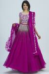 Buy_Shlok Design_Purple Organza Embellished Lehenga Set_at_Aza_Fashions