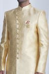 Shop_Samyukta Singhania_Gold Sherwani Jacquard Silk Brocade Dhoti Dupion Art Silk Lining Faux Set _Online_at_Aza_Fashions