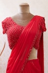 Buy_Arpan Vohra_Red Round Embellished Pre-draped Saree With Blouse _Online_at_Aza_Fashions