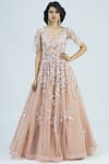 Buy_Shlok Design_Pink Net Embellished Gown_at_Aza_Fashions