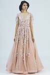 Shop_Shlok Design_Pink Net Embellished Gown_Online_at_Aza_Fashions