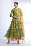 Buy_Vikram Phadnis_Yellow Embroidered Jacket And Chanderi Anarkali Set_at_Aza_Fashions