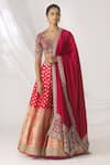 Buy_Jayanti Reddy_Red Banarasi Lehenga Set _Online_at_Aza_Fashions