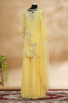 Shop_Tarun Tahiliani_Yellow Embroidered Cape And Kurta Set_at_Aza_Fashions