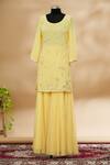 Buy_Tarun Tahiliani_Yellow Embroidered Cape And Kurta Set_Online_at_Aza_Fashions