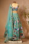 Buy_Aisha Rao_Blue Embroidered Lehenga Set_at_Aza_Fashions