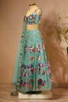 Shop_Aisha Rao_Blue Embroidered Lehenga Set_at_Aza_Fashions