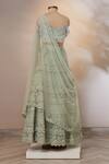 Shop_Aarti Mahtani_Green Embroidered Lehenga Set_at_Aza_Fashions